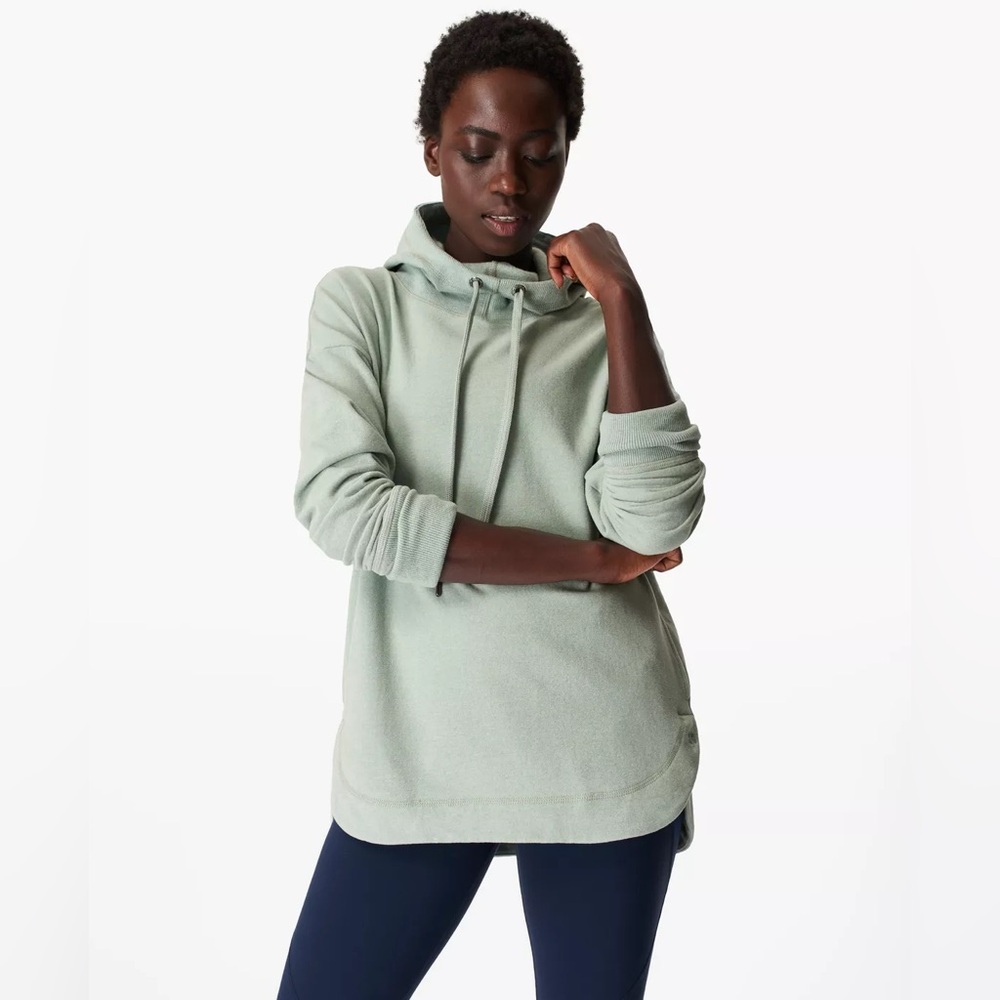 Sweaty Betty Escape Italian Fleece Hoodie Long Sweatshirt CYA XL Lime Green